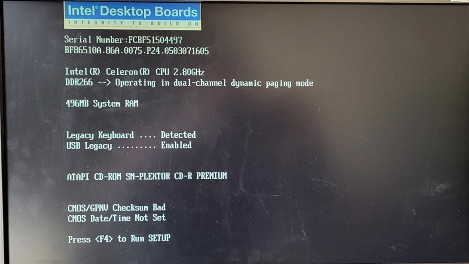 American Dynamics Intellex LT Intel D865GBF Celeron 2.8GHz 512MB 0HD