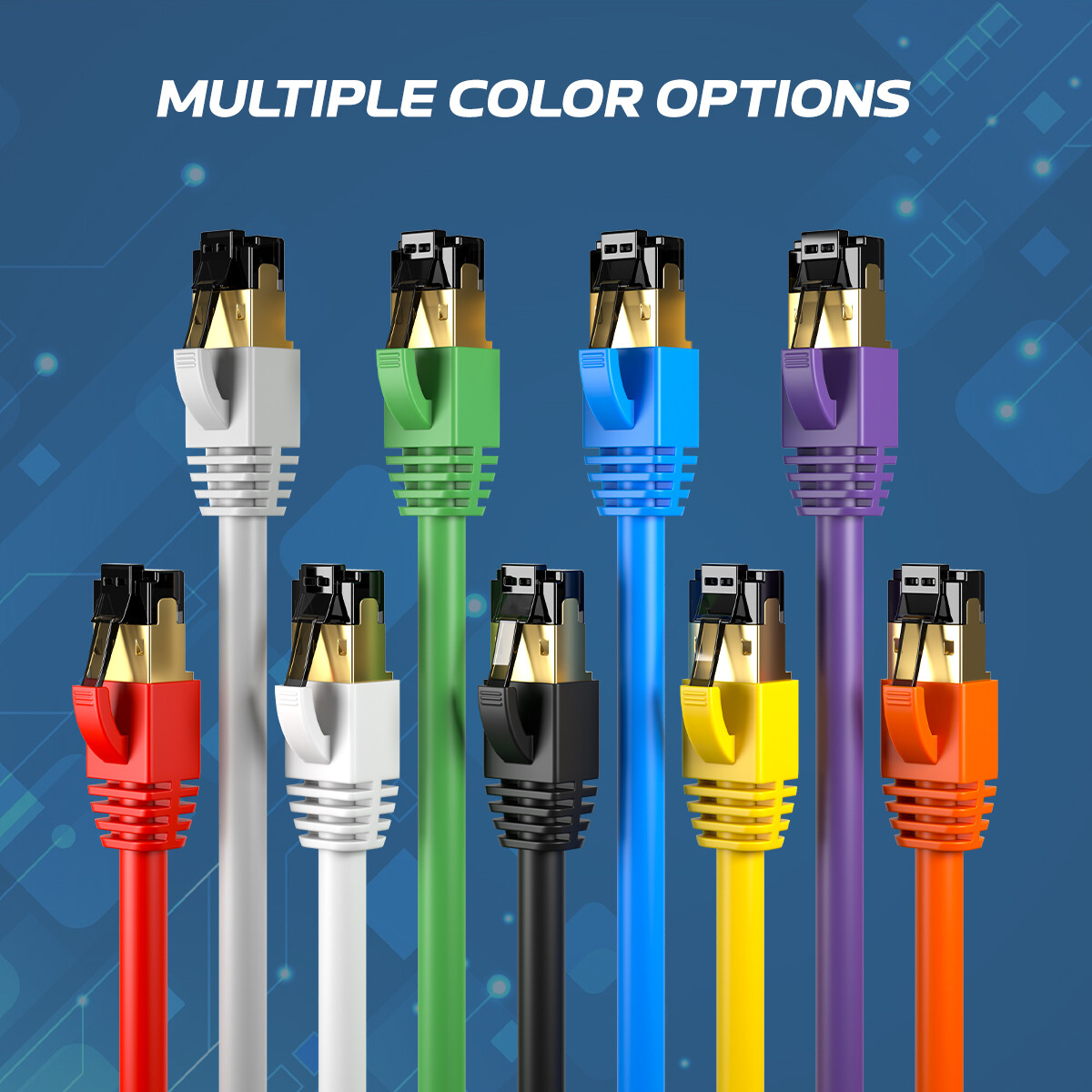 CAT8 Orange STFP Ethernet Cable 40Gbps 2GHz Copper LAN Wire 0.5FT-75FT Multi LOT