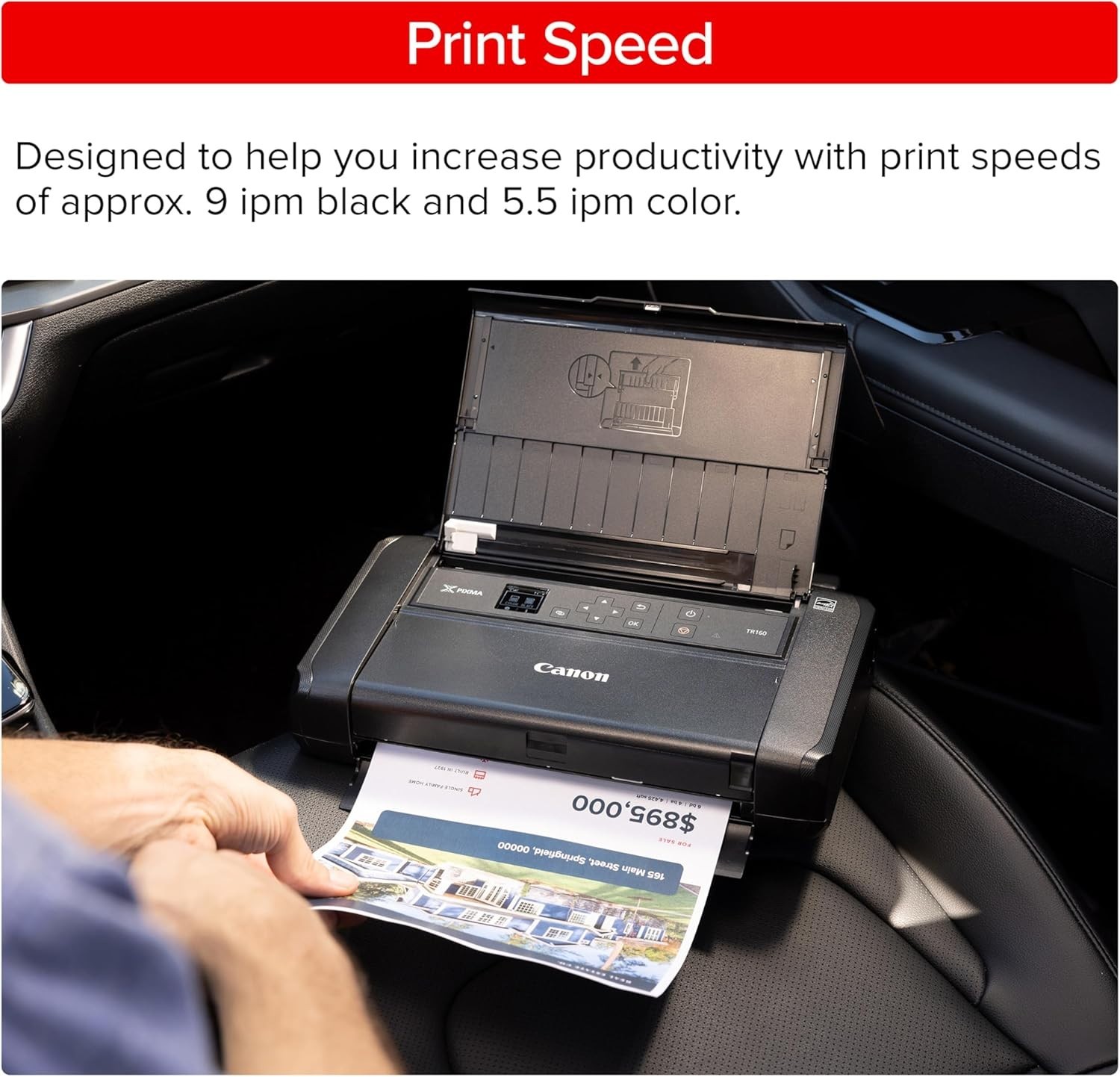 PIXMA TR160 Wireless Portable Printer, 50-Sheet Paper Tray and 1.44″ Display