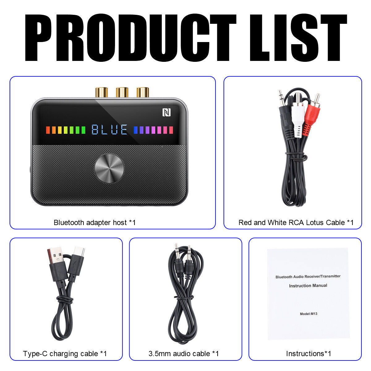 Bluetooth 5.3 Transmitter Receiver 3.5mm AUX RCA TV Home Stereo Audio Adapter