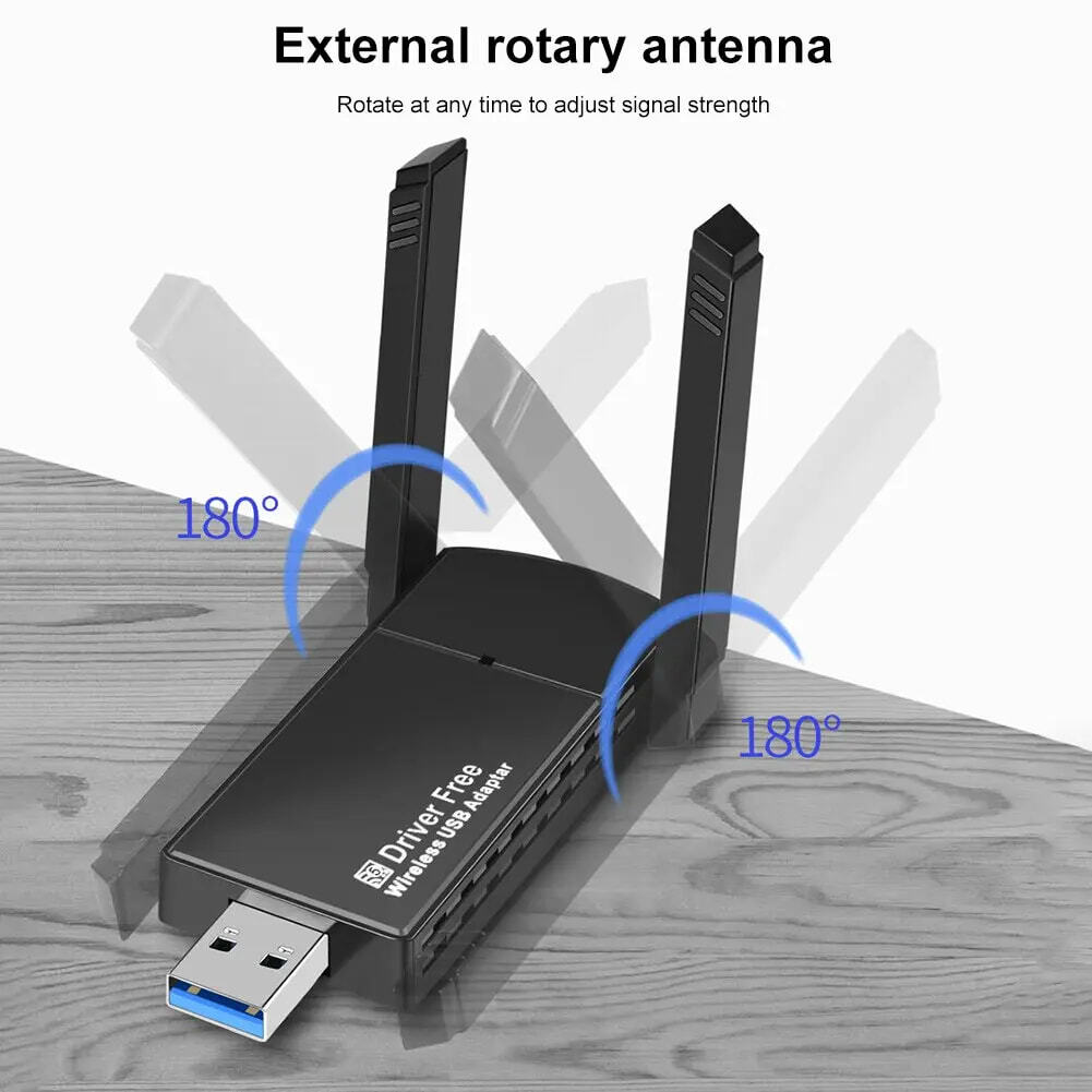 2X1 USB 3.0 Wireless WIFI Adapter 1300Mbps Long Range Dongle Dual Band Network