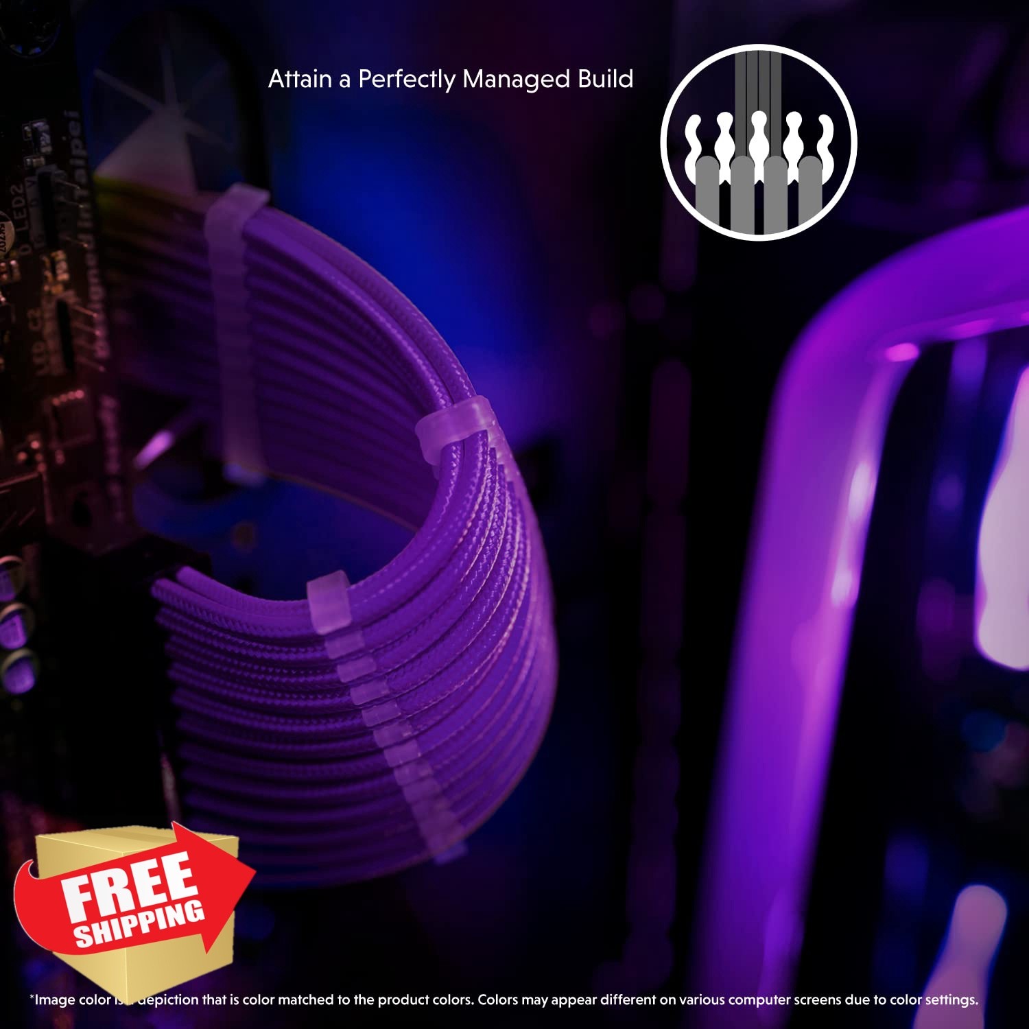 LINKUP AVA 30cm PSU Cable Extension Purple