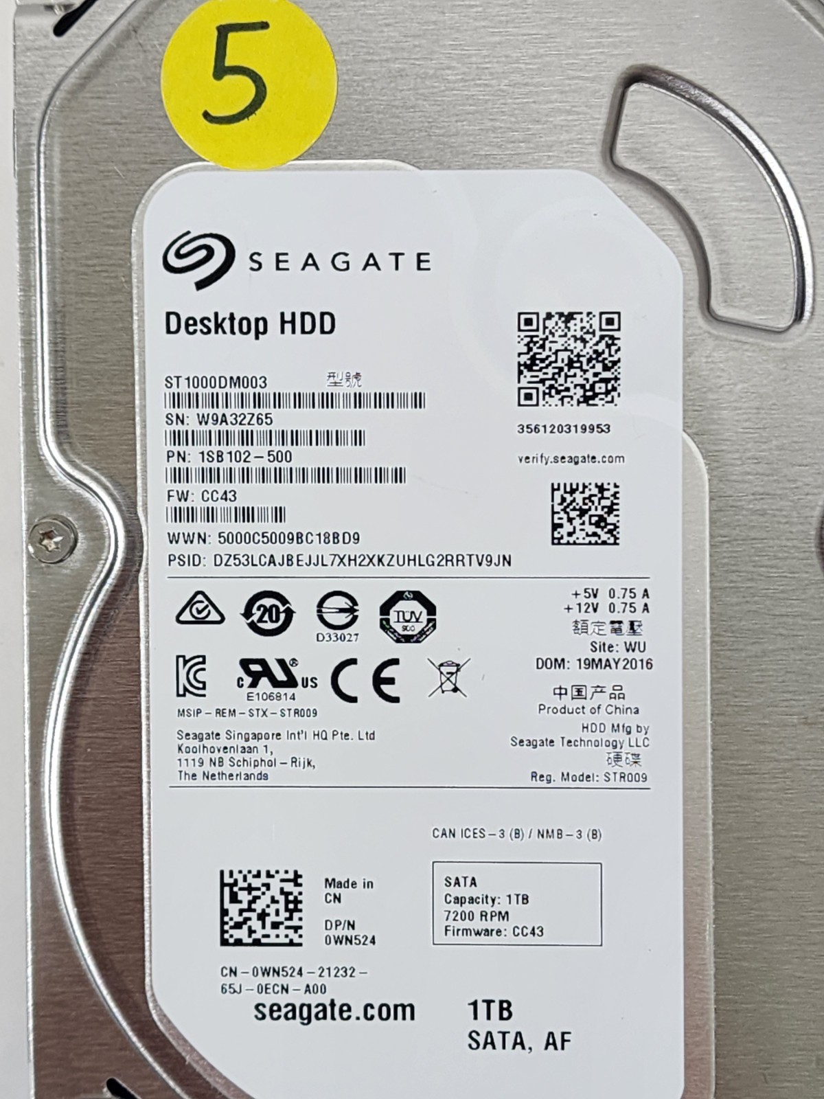 Lot of 16 Seagate/Western Digital 1TB 2TB 4TB 7200RPM SATA 3.5″ Hard Drive HDD