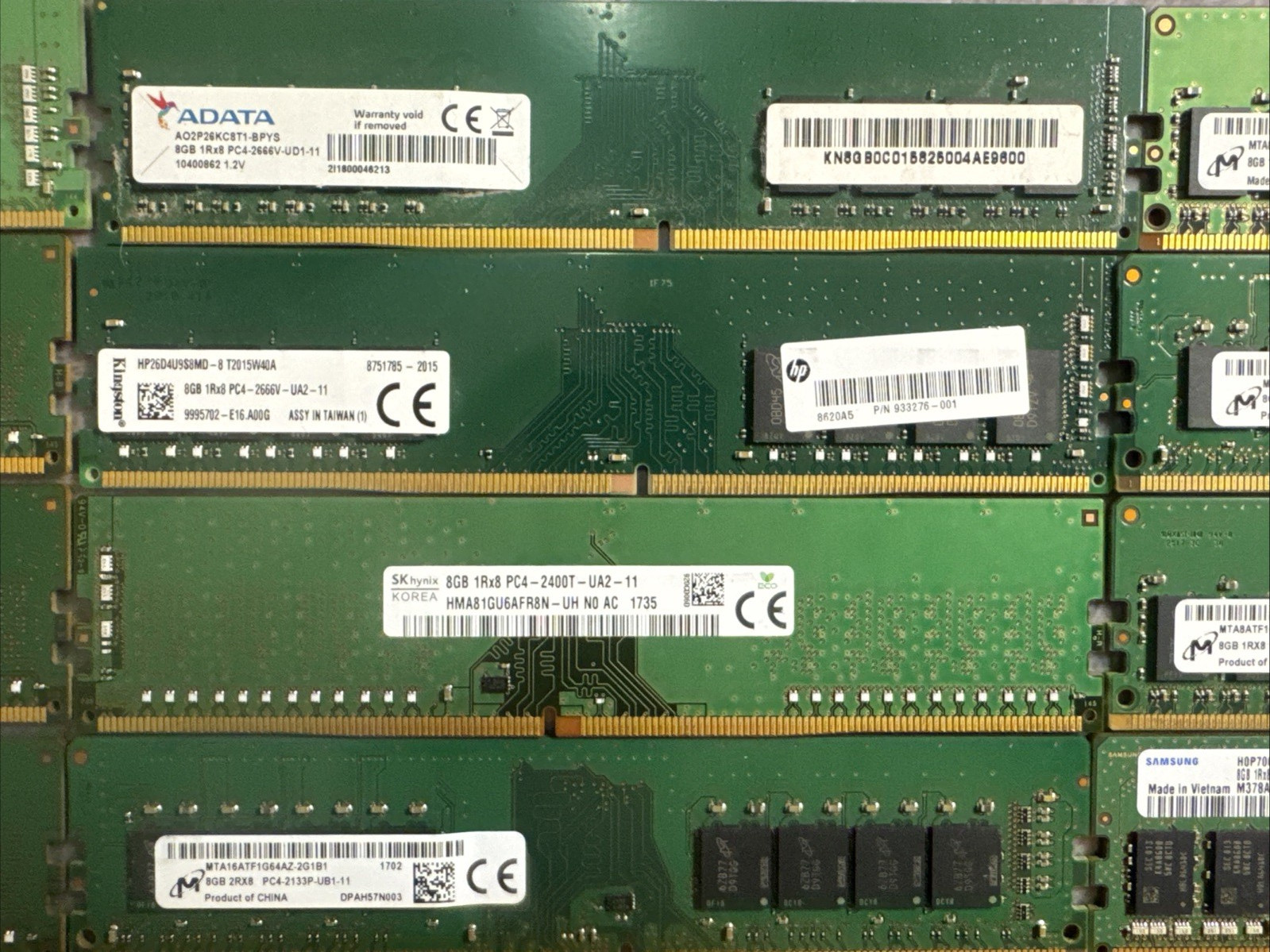 LOT OF 44 Mixed 8GB 1Rx8 PC4-2666V-UA2-11 MTA8ATF1G64AZ-2G6E1 Micron Desktop RAM
