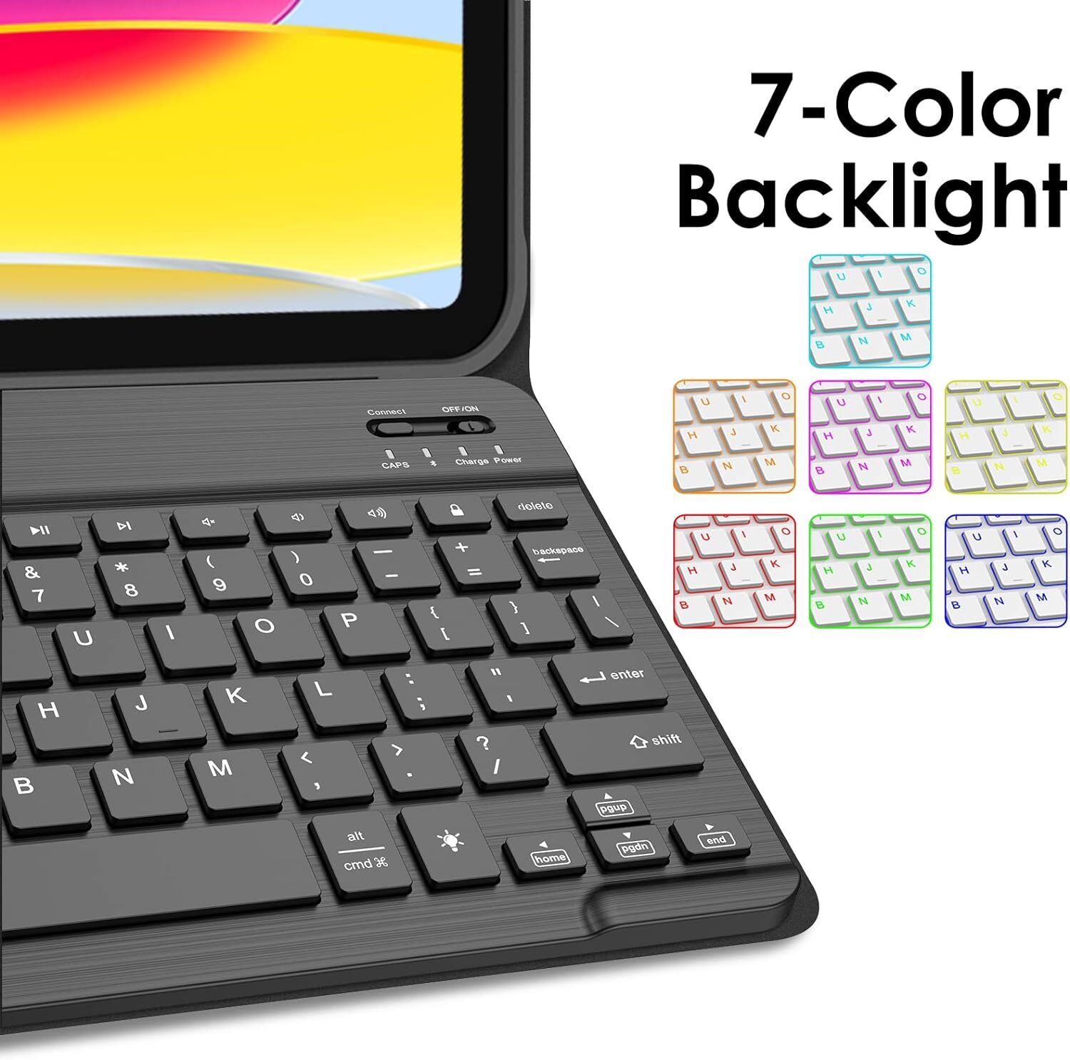 Backlit Keyboard Case for iPad 10th Gen 10.9 Inch 2022 Soft TPU Back Stand Cover