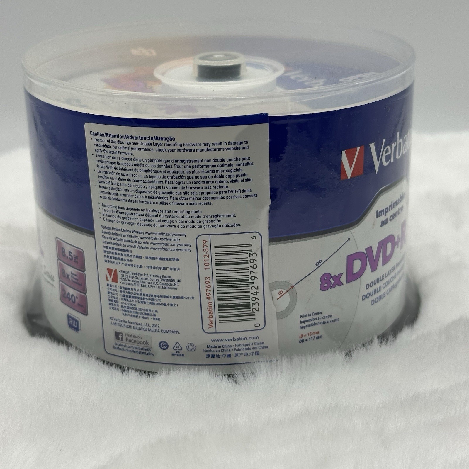 Verbatim 97693 DVD + R DL Double Layer Recordable Blank Disc 50 Pack 8x 8.5GB