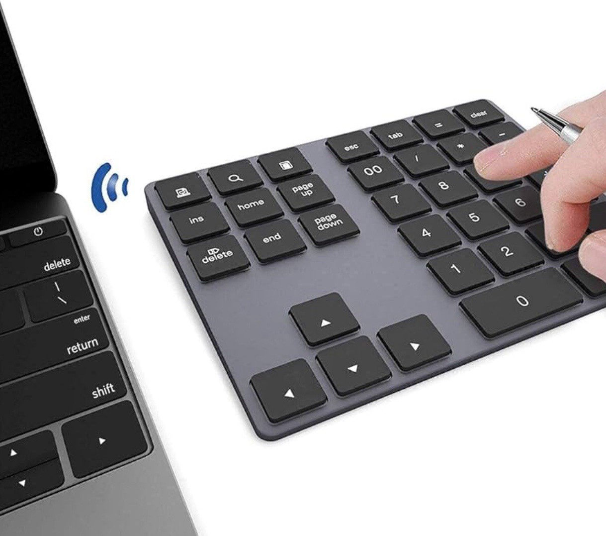 Bluetooth Number Pad Wireless Numeric Keypad USB-C Rechargeable External 34-K…