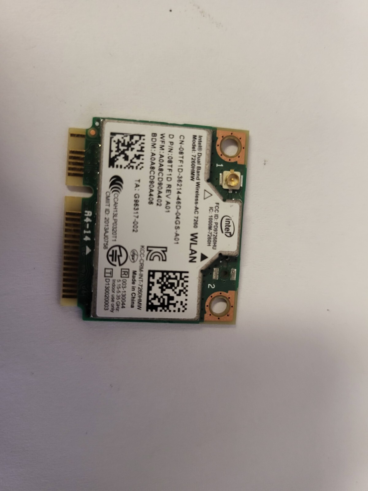 Intel 7260HMW Dell Mini PCI-E WiFi 802.11ac 867Mbps Bluetooth 4.0 Card 8TF1D