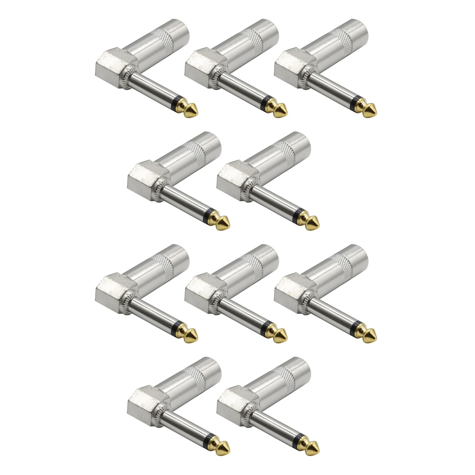 10pcs 90 Degree microphone Adapter Plug 1/4 in TS Male To 1/4 in Jack Male