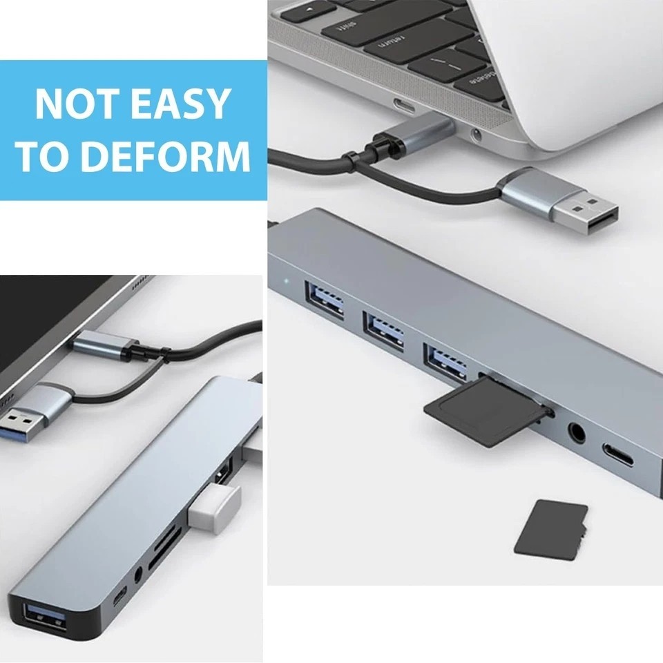 8 in 1 USB-C Hub Type C To USB 3.0 4K HDMI PD Adapter For iPhone Macbook Pro/Air