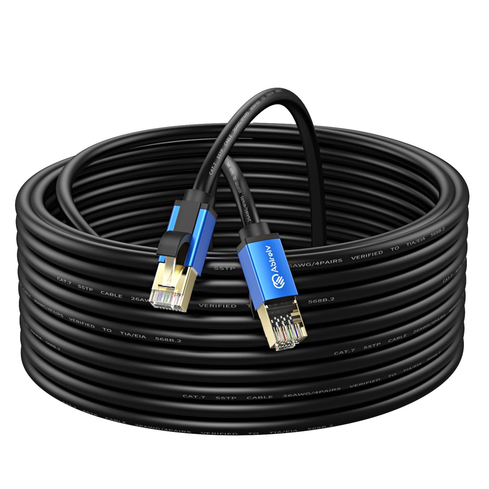 Cat7 Ethernet Cable 300ft Cat7 Outdoor Cable Triple Shielding Sstp 10gbps 600mhz