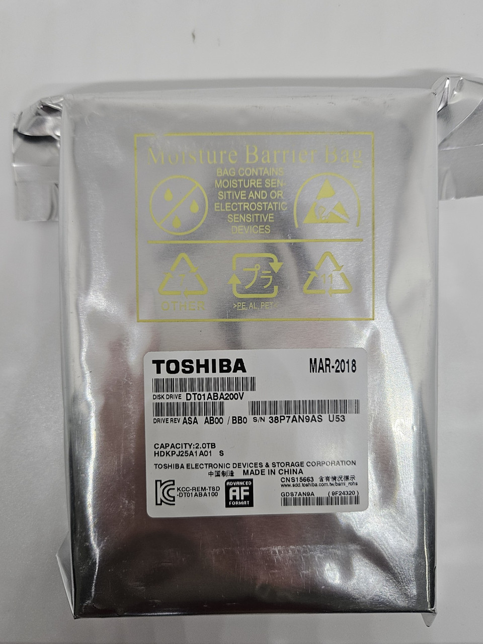 Toshiba DT01ABA200V 3.5″ 2TB 5700RPM SATA3 32M Cache Desktop HDD Hard Drive