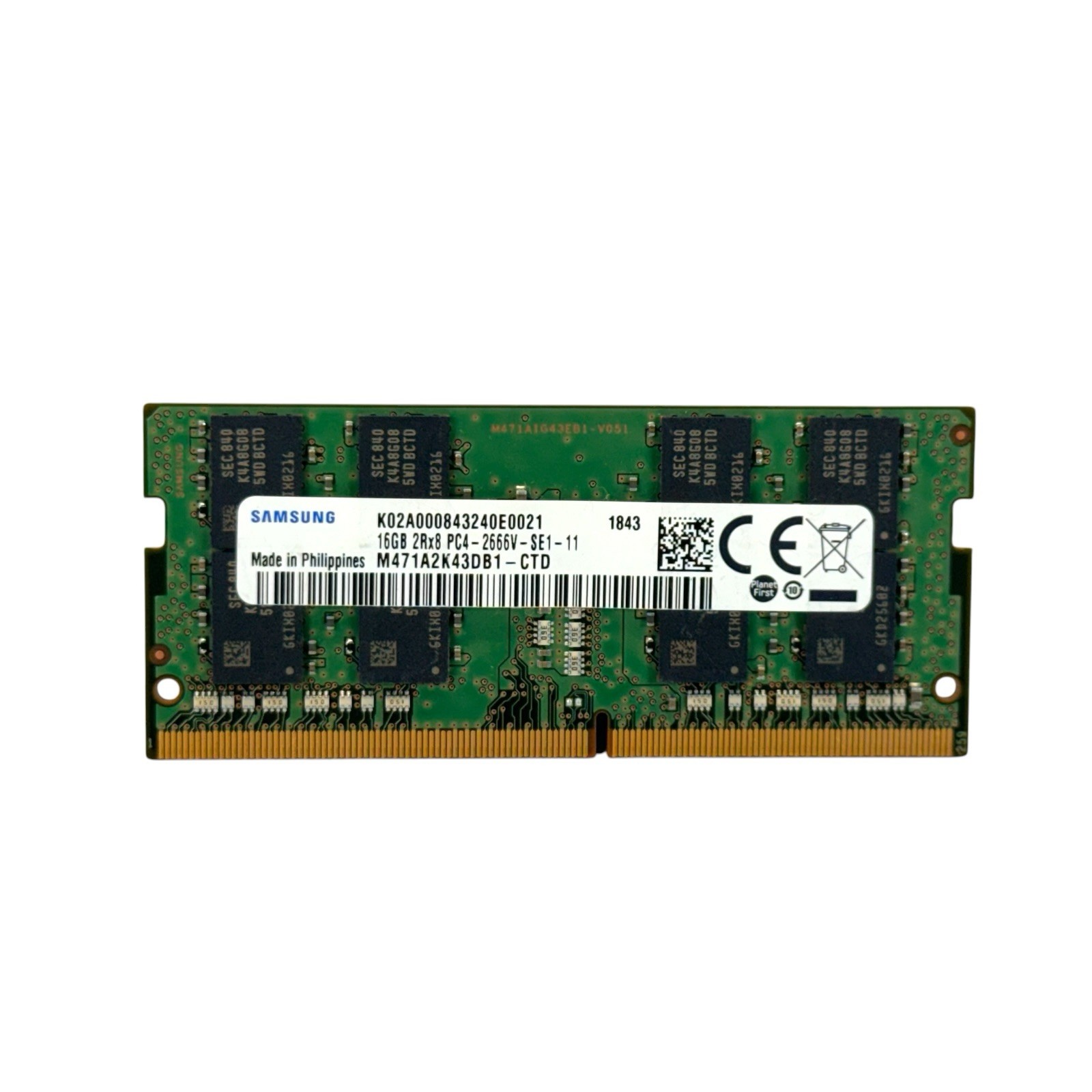 Samsung 16GB DDR4 Laptop RAM PC4-2666V SODIMM Memory Module M471A2K43DB1-CTD