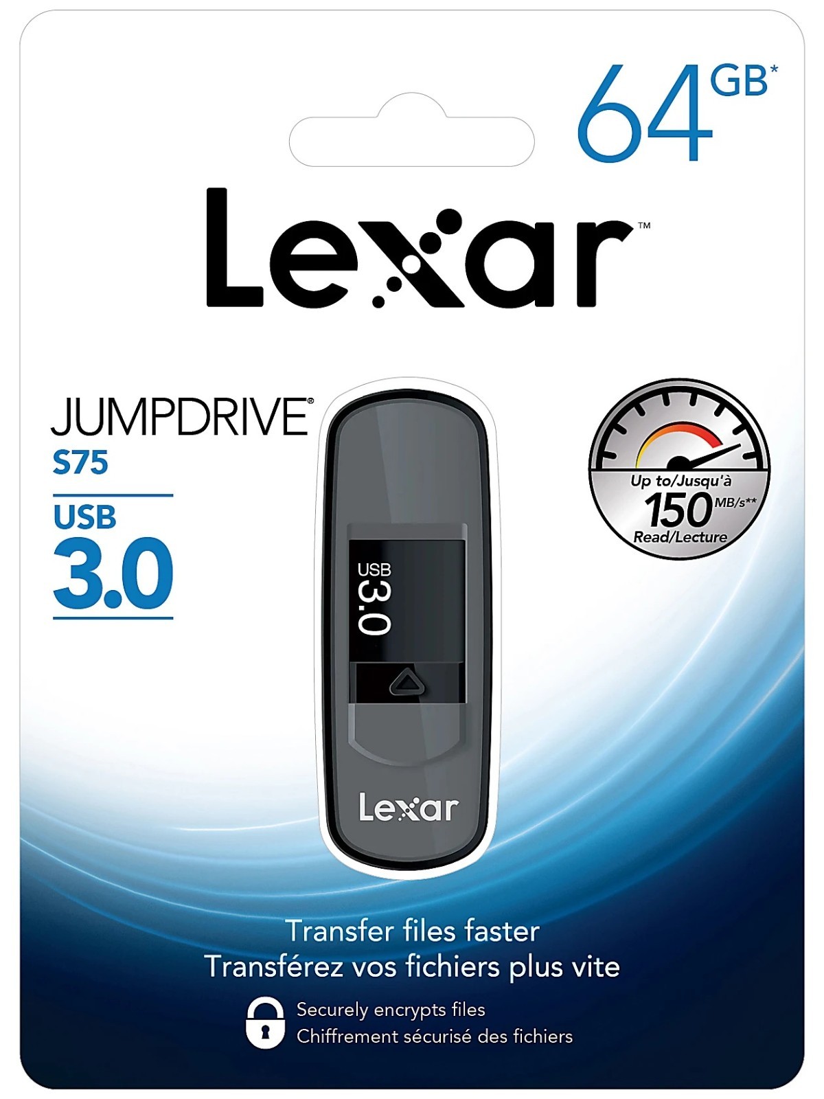 New – Lexar 64 GB JumpDrive S75 USB 3.0 – USB Stick Flash Drive.