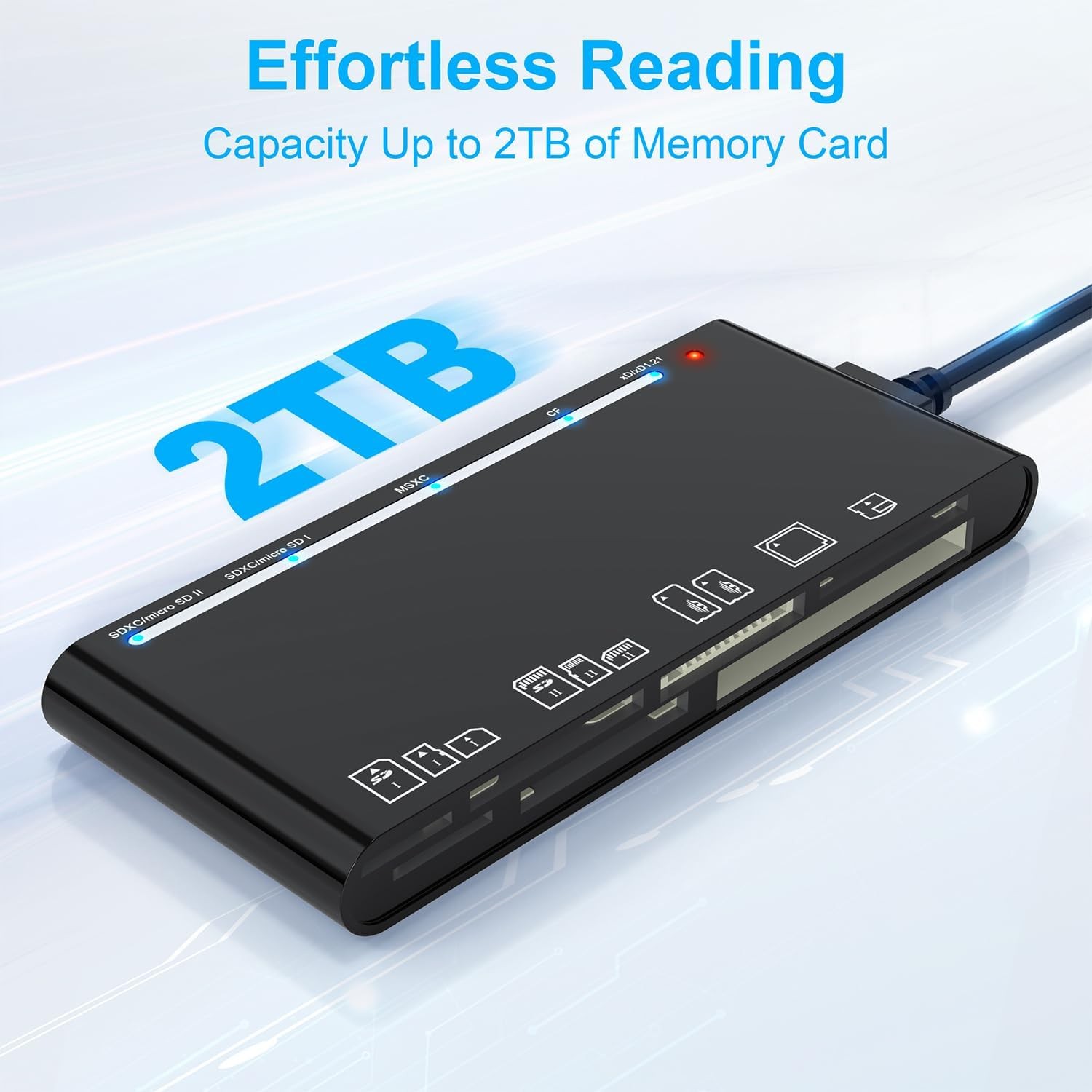 USB 3.0 Memory Card Reader, 7 in 1 Adapter Hub, for SD, CF, TF, Micro SD, XD, MS