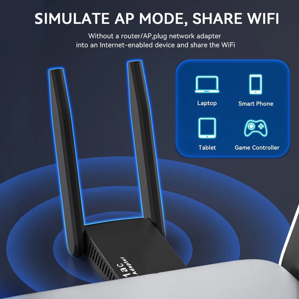 USB 3.0 Wireless WIFI Adapter 1300Mbps Long Range Dongle Dual Band Network lot