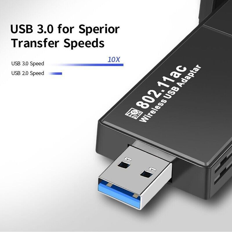 USB 3.0 Wireless WIFI Adapter 1300 Mbps Long Range Dongle Dual Band 5Ghz Network