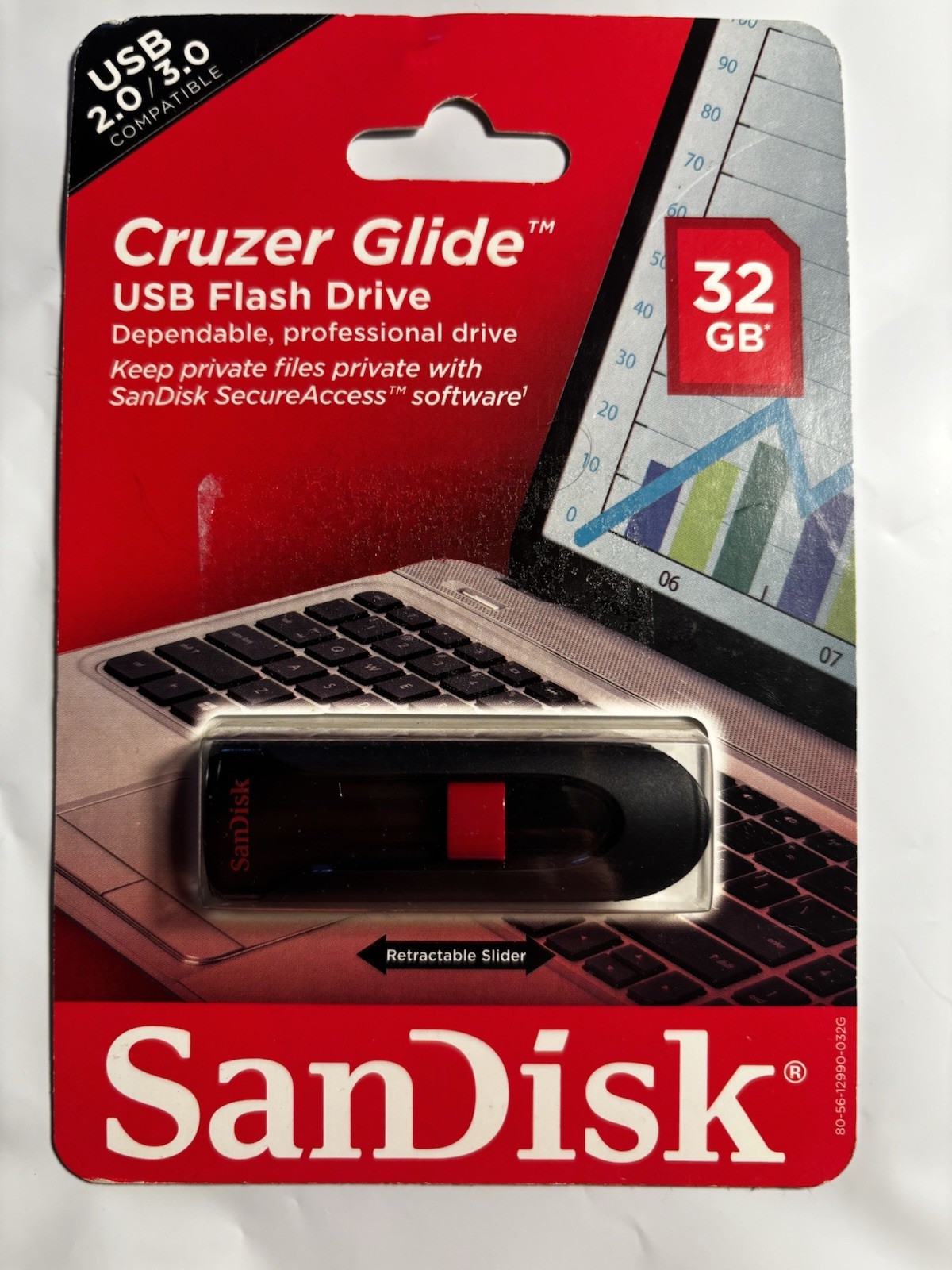 SanDisk Cruzer Glide 32GB USB 3.0 Flash Drive Retractable New Sealed