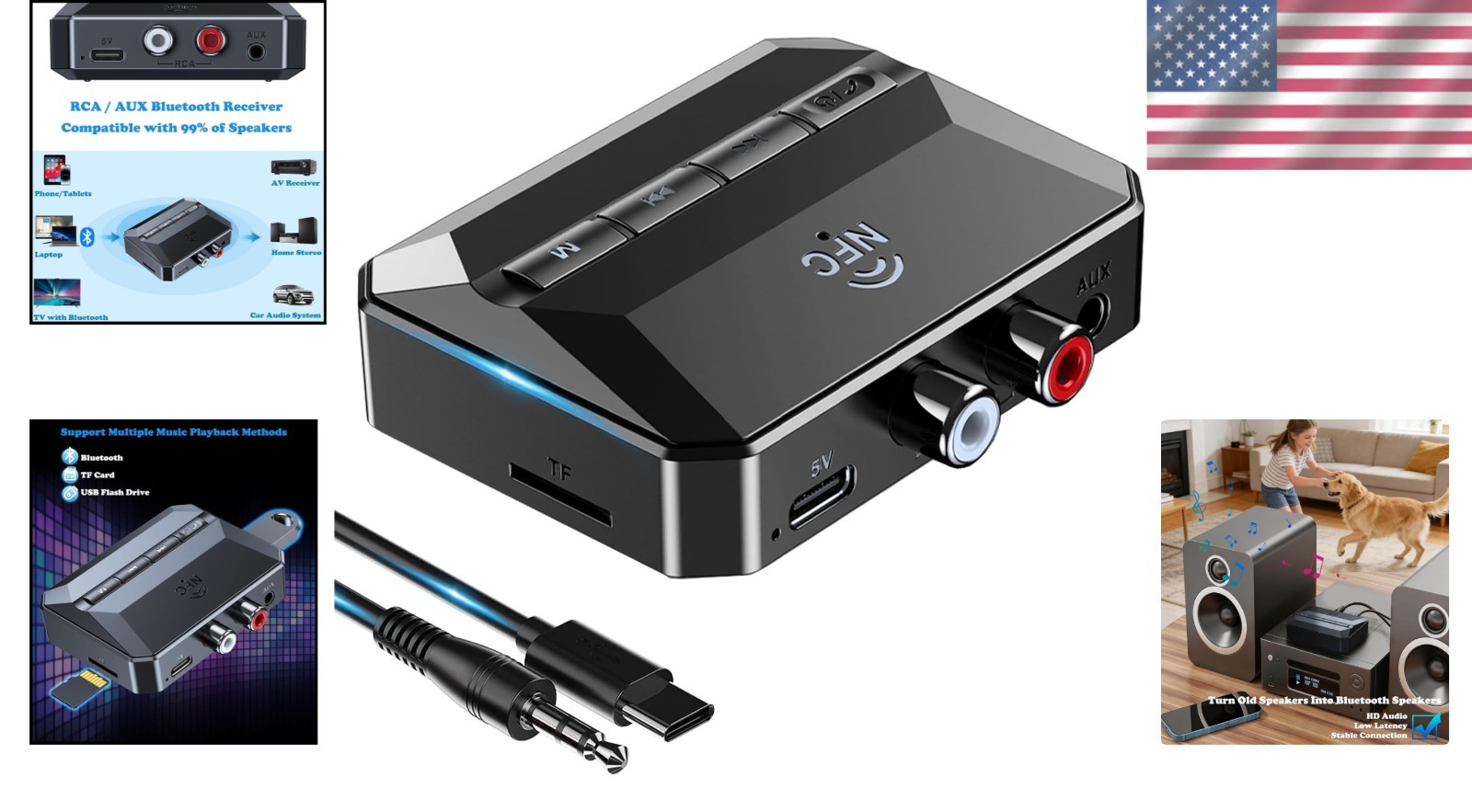 Upgrade Your Vintage Audio: NFC-Enabled Bluetooth Receiver for RCA & 3.5mm