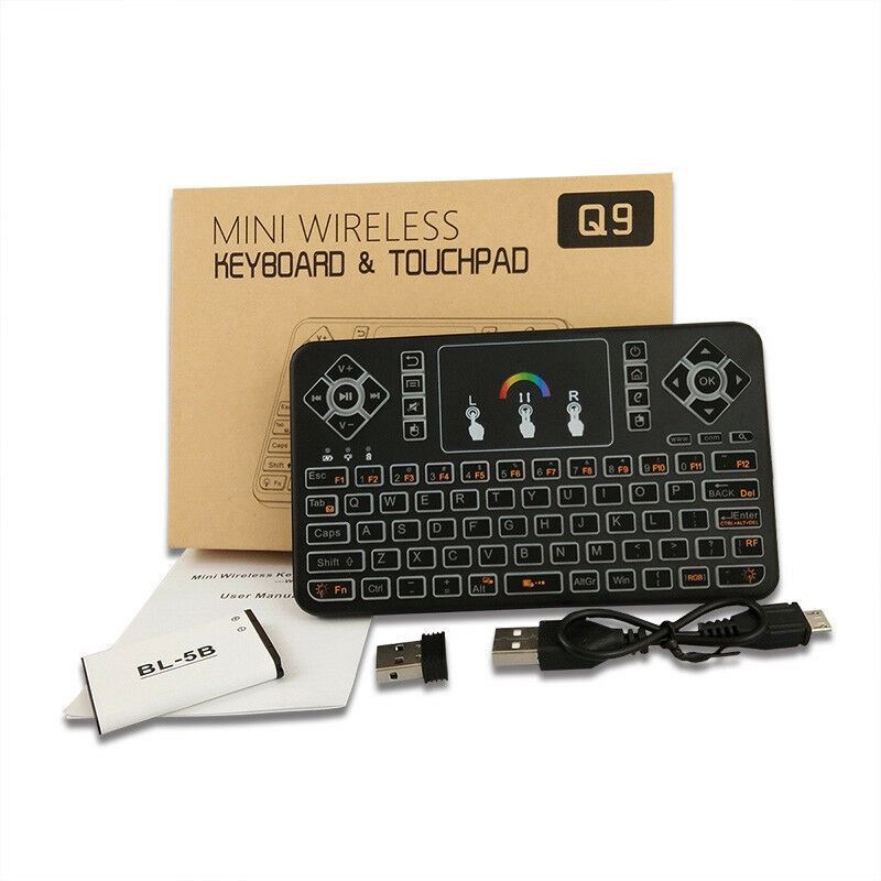 Mini 7 Color Backlit Handheld 2.4 USB Wireless Keyboard Keypad Fly Mouse Remote