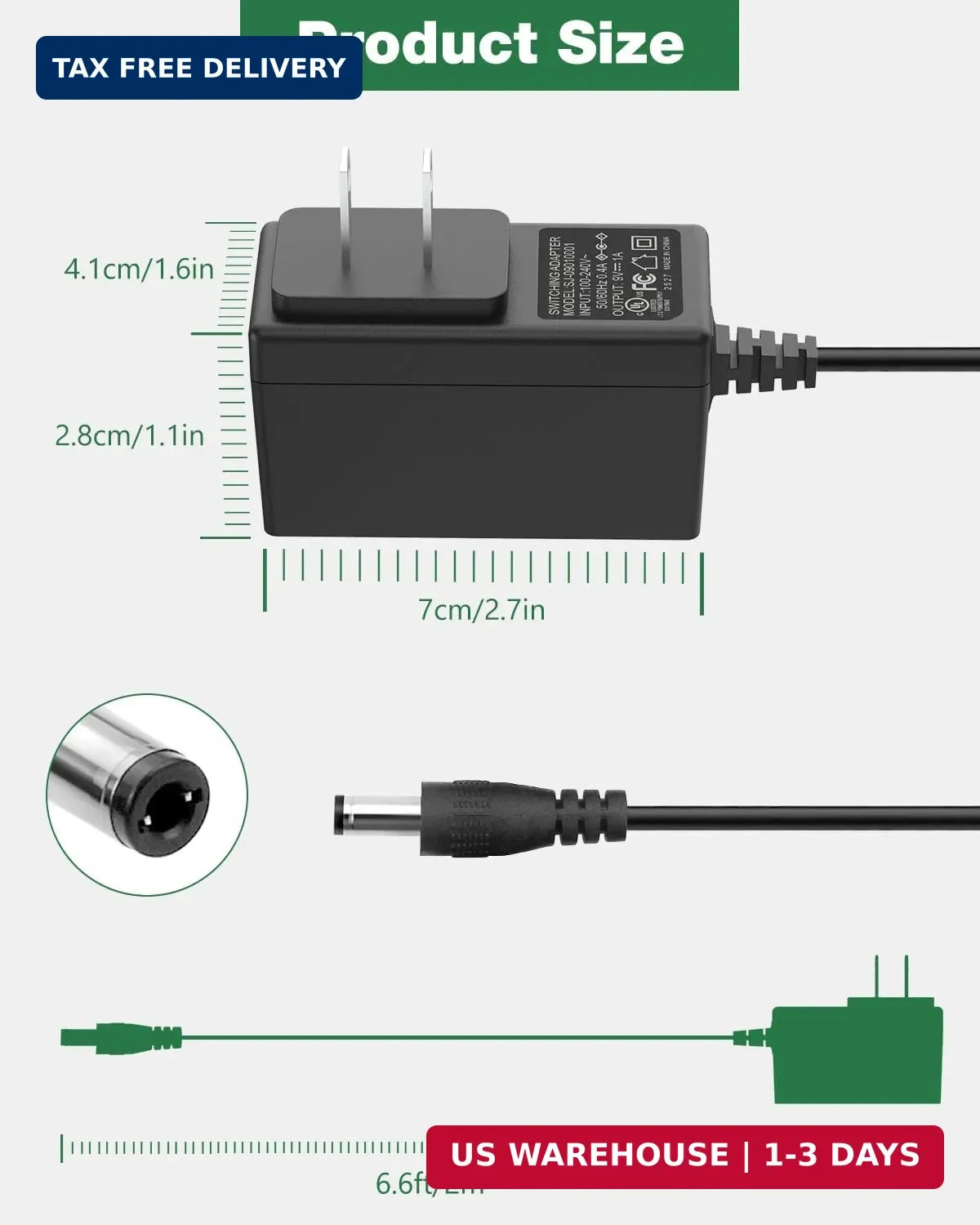 Guitar Pedal Power Supply, 9V, 1A, BOSS PSA Adapter 9V DC Power Supply for Gu…