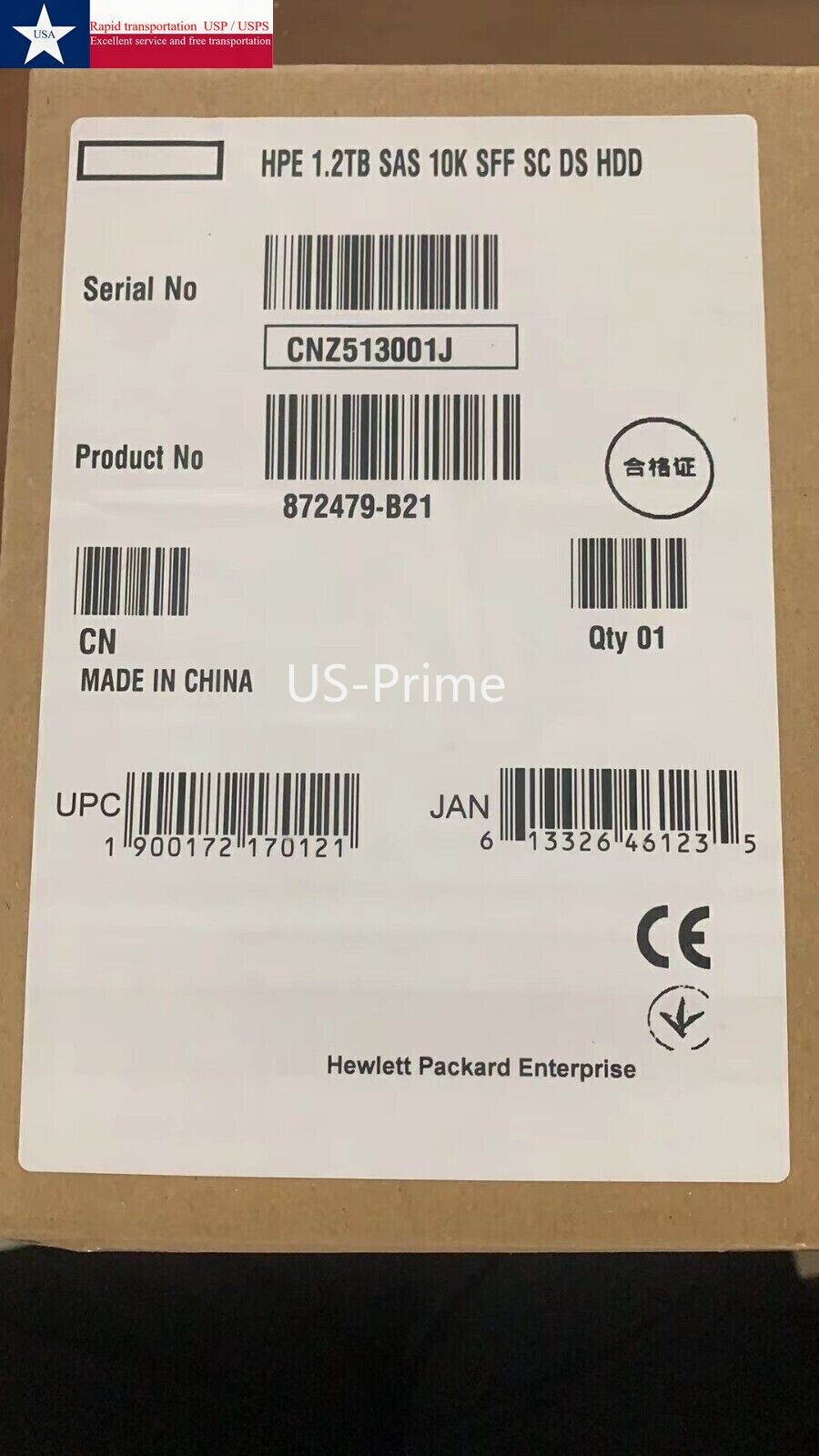 FOR HP 872479-B21，872737-001 1.2TB，10K，12G，2.5 SAS SC DS HDD INCLUDES HDD TRAY
