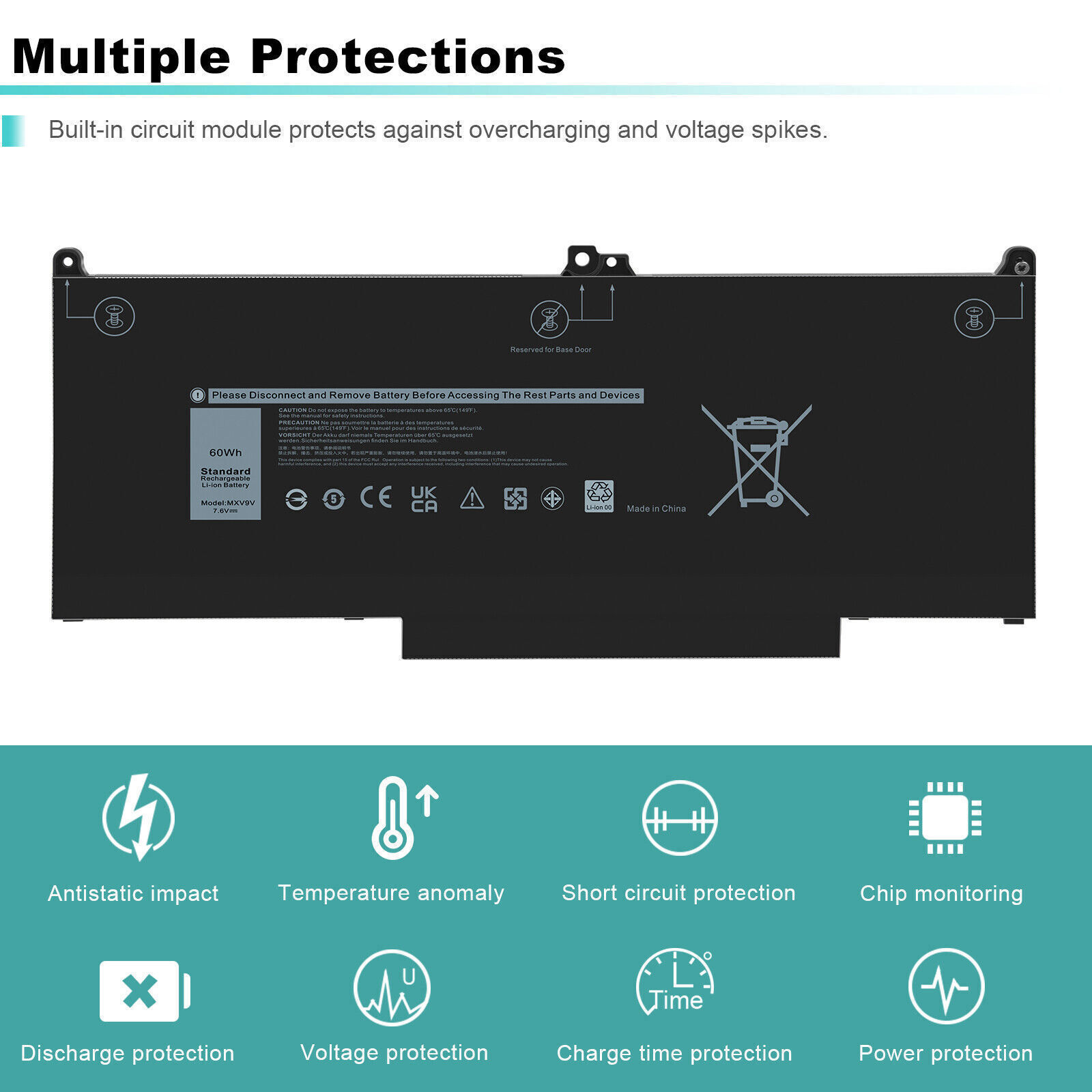 MXV9V Laptop Battery For Dell Latitude 5300 5310 7300 7400 E5300 E7300 E7400
