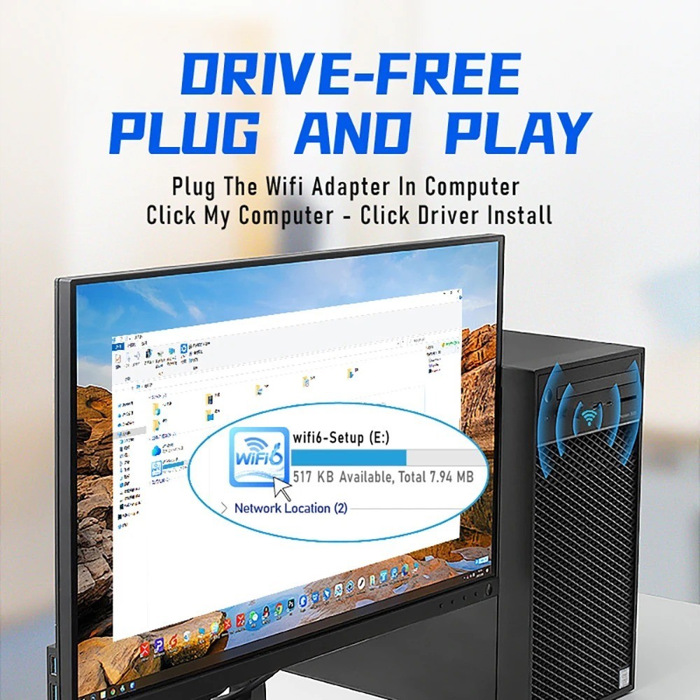1800Mbps WiFi 6 AX1800 Dual-Band USB 3.0 Wireless Adapter for PC Desktop