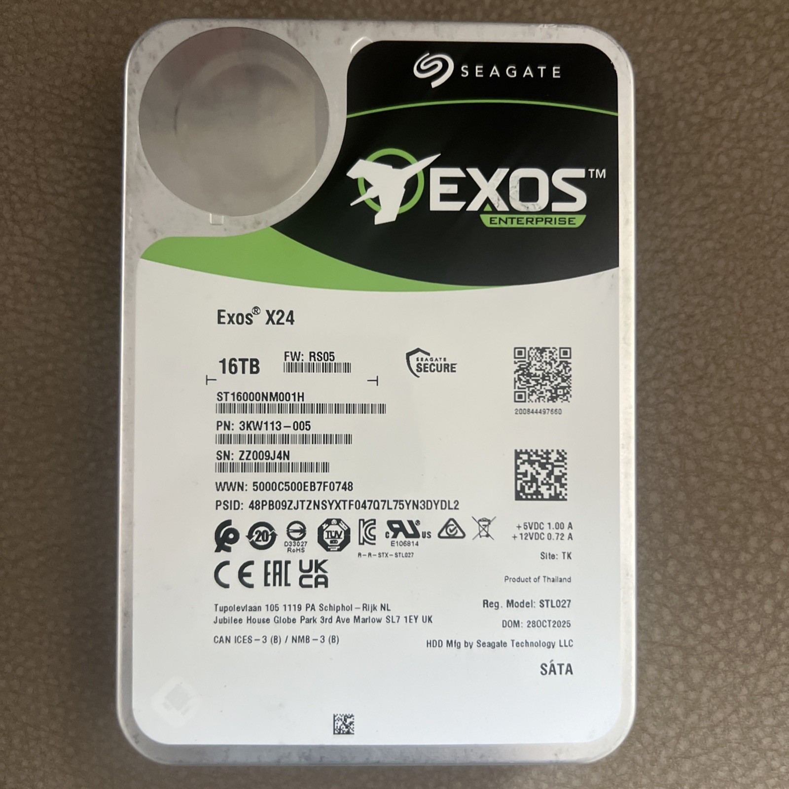 Seagate Exos X24 16TB SATA Hard Drive HDD ST16000NM001H Formatted Verint Edge VR