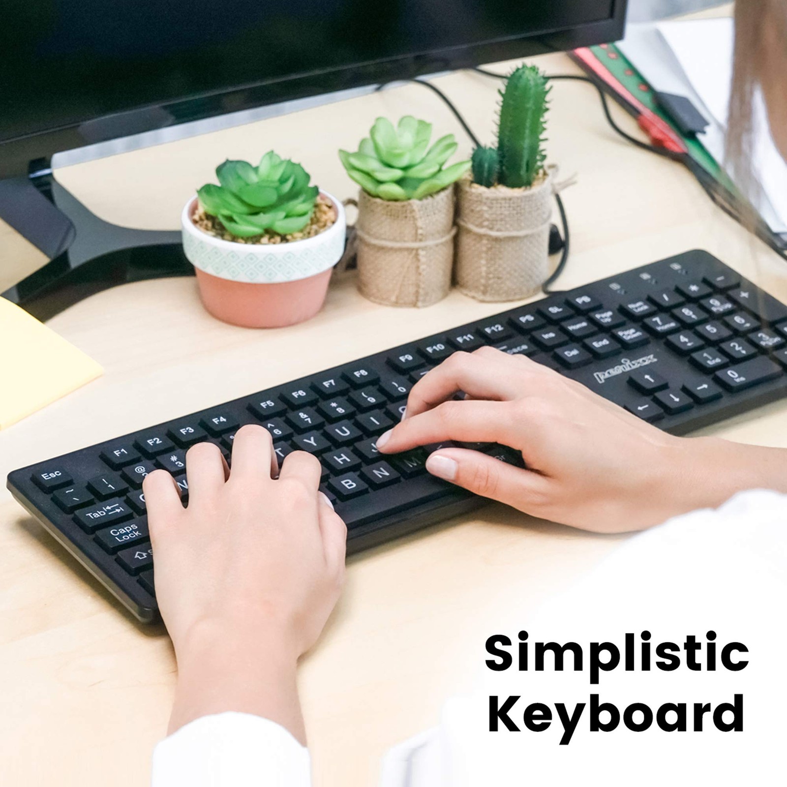 Wired USB Keyboard Backlit Big Print Letters White LED