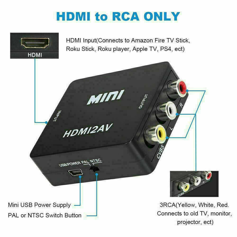 HDMI To RCA AV Adapter Converter Cable CVBS 3RCA 1080P Composite Video Audio lot
