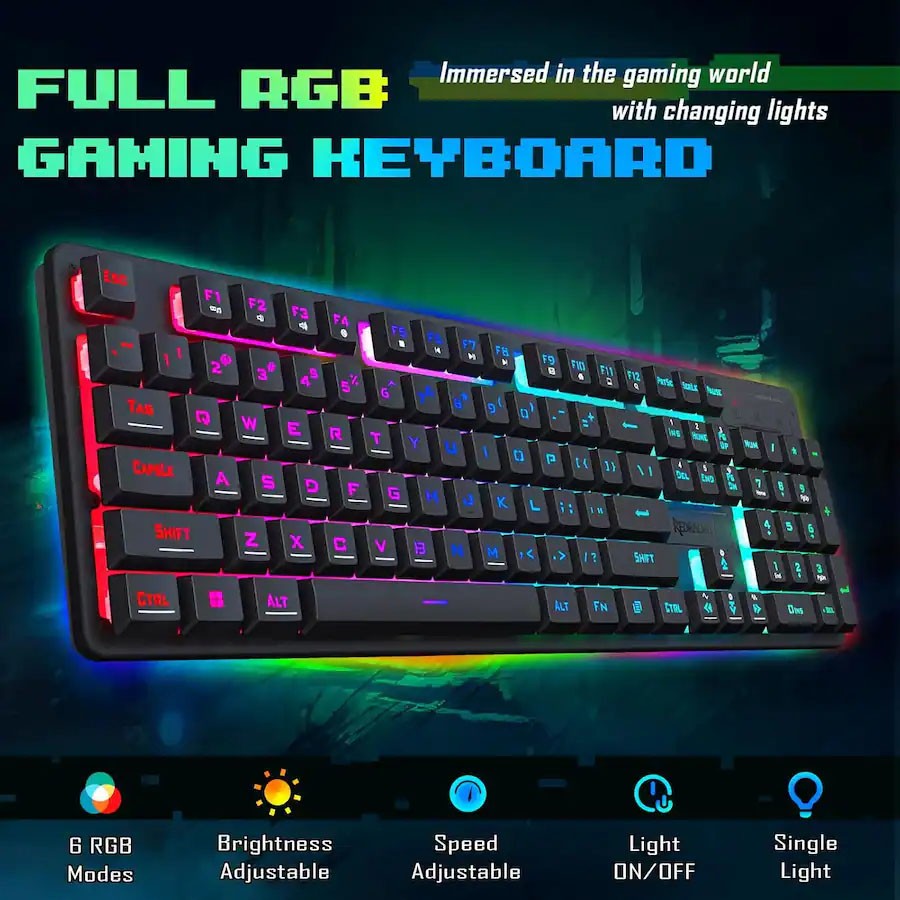 REDRAGON S107-RGB-BA Gaming Keyboard+Mouse Combo,RGB Backlit Keyboard,10000DPI