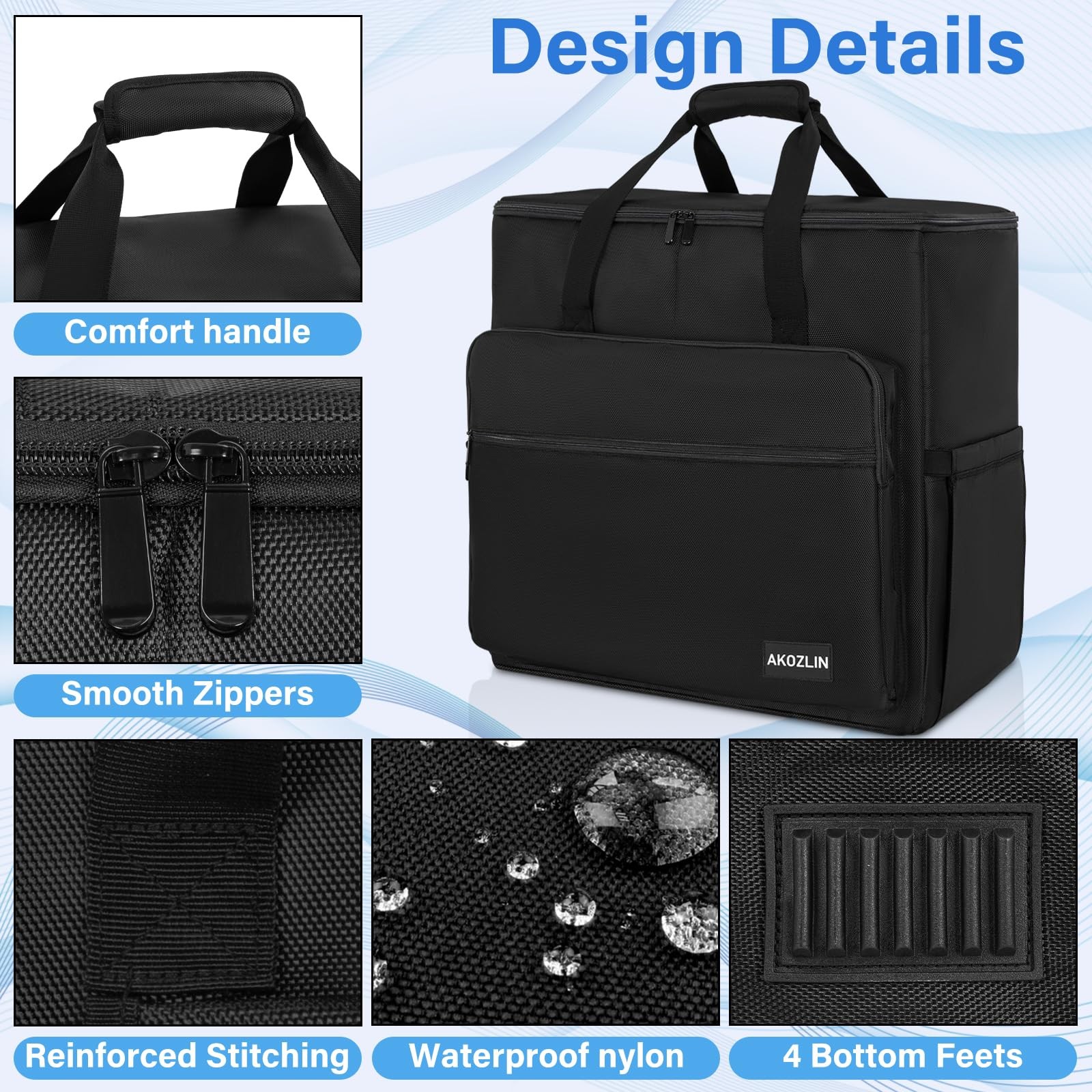 PC Travel Case Desktop Carrying Bag Padded Water Resistant Nylon Tower Mouse Blk