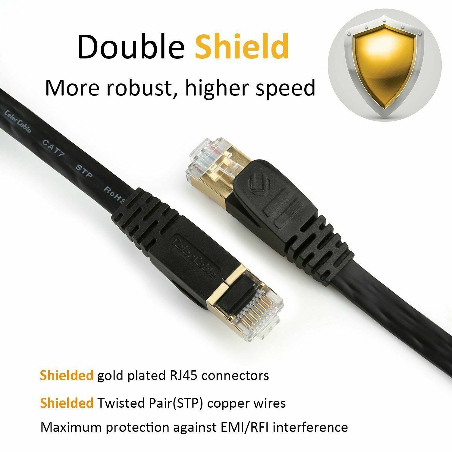 New 15FT CAT7 CAT 7 Flat Ethernet Cable LAN RJ45 Internet Router Patch Cord