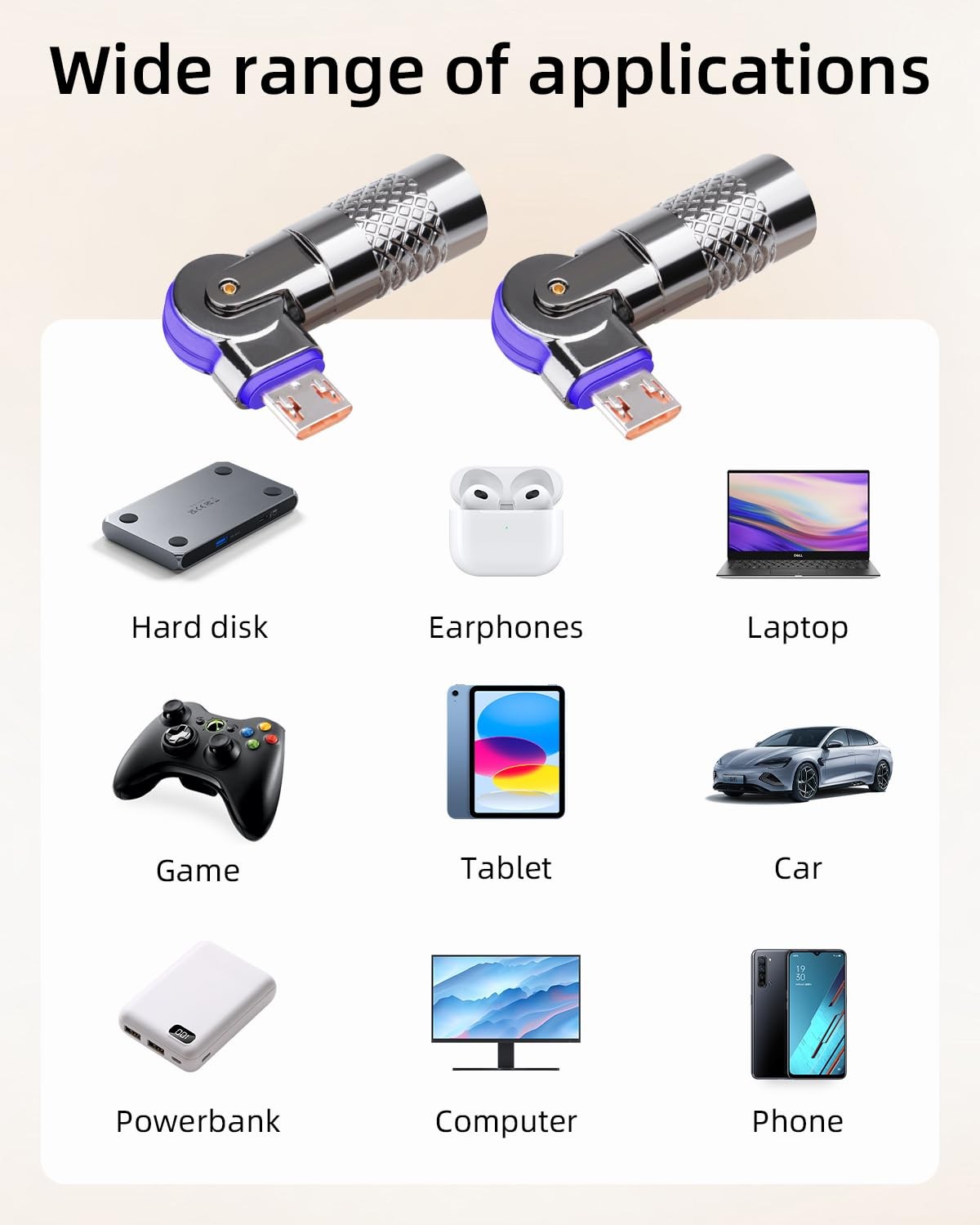 2 PCS 180 Degree Rotatable Micro USB Male To Type C Female Converter Adapter