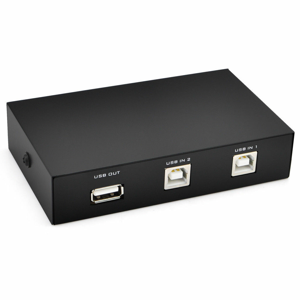 2 Port USB 2.0 Manual Sharing Switch Box Share Hub Selector for PC Printer Keybo