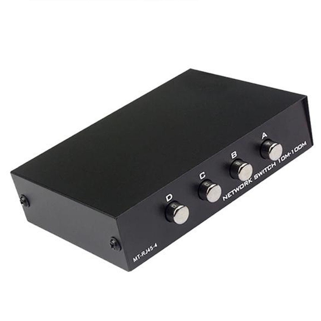 1×4 or 4×1 – 4-Port AB Manual Sharing Network Ethernet RJ45 Switch Selector Box