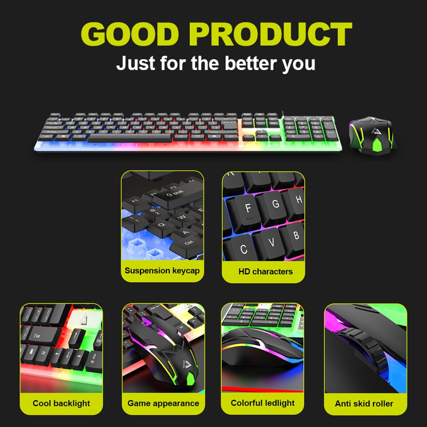 Gaming Keyboard and Mouse RGB Backlit Gaming Keyboard and Gaming Mouse Value Set