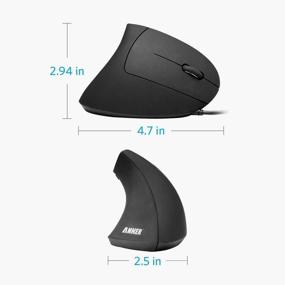Anker Ergonomic Optical Vertical Mouse 1000/1600 DPI 5 Key Gaming Mice|USB Wired