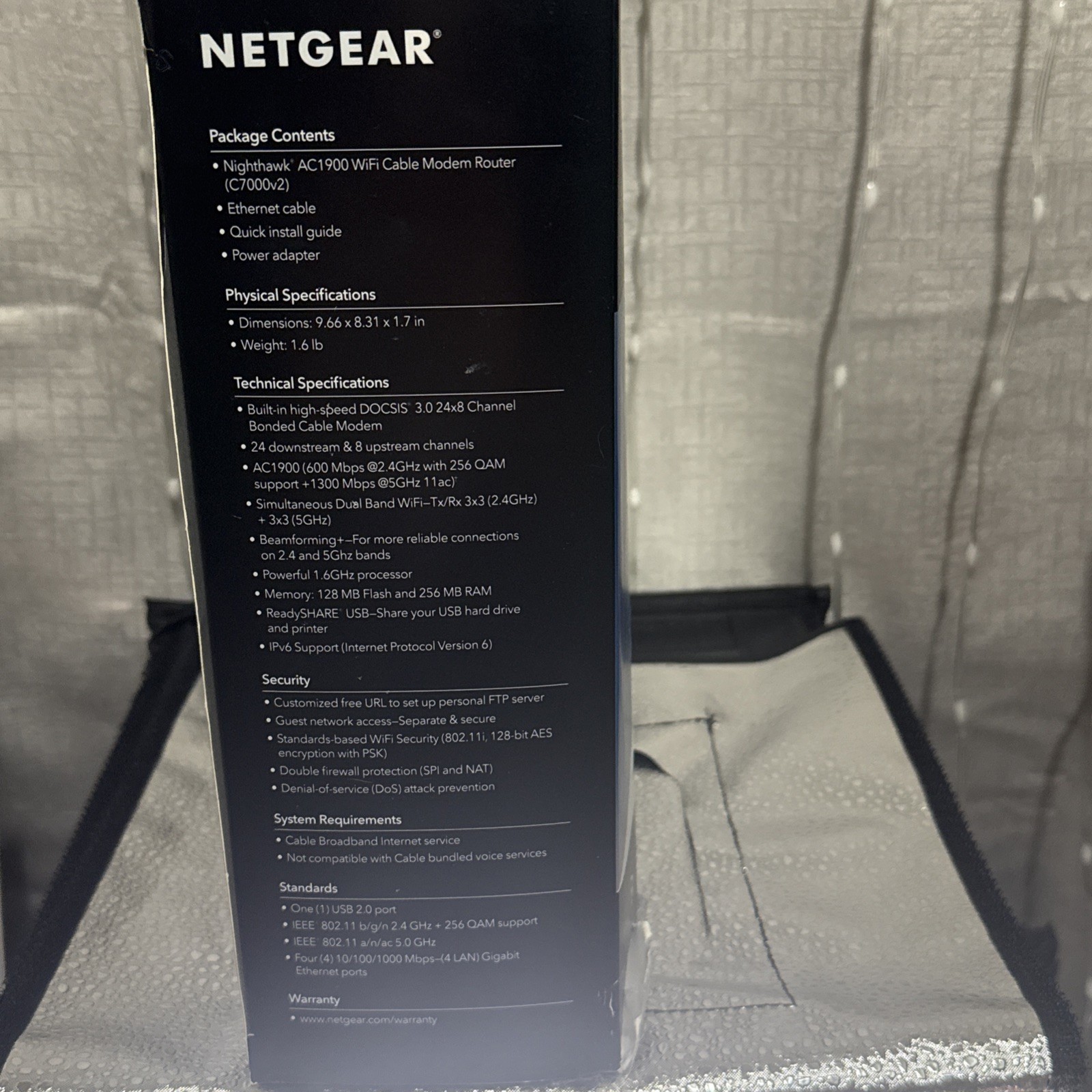 NETGEAR Nighthawk AC1900 4 Wireless-Wi-Fi 802.11ac Router – C7000-100NAS