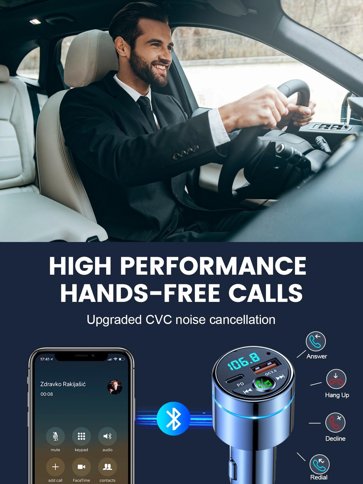 FOCBYE FM Transmitter for Car Bluetooth 5.3 All-Metal PD 20W & QC3.0 18W Fast…