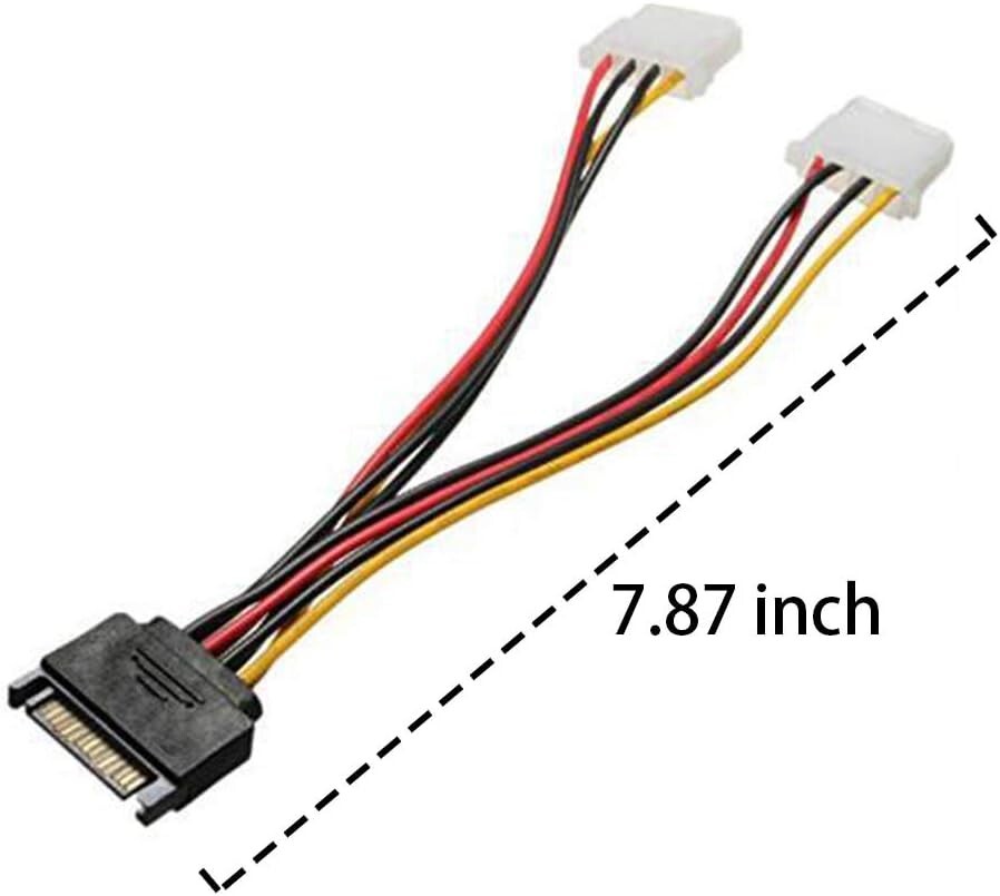 6″ SATA 15-Pin Male to Dual 4-Pin Molex Female Y Splitter, 308977