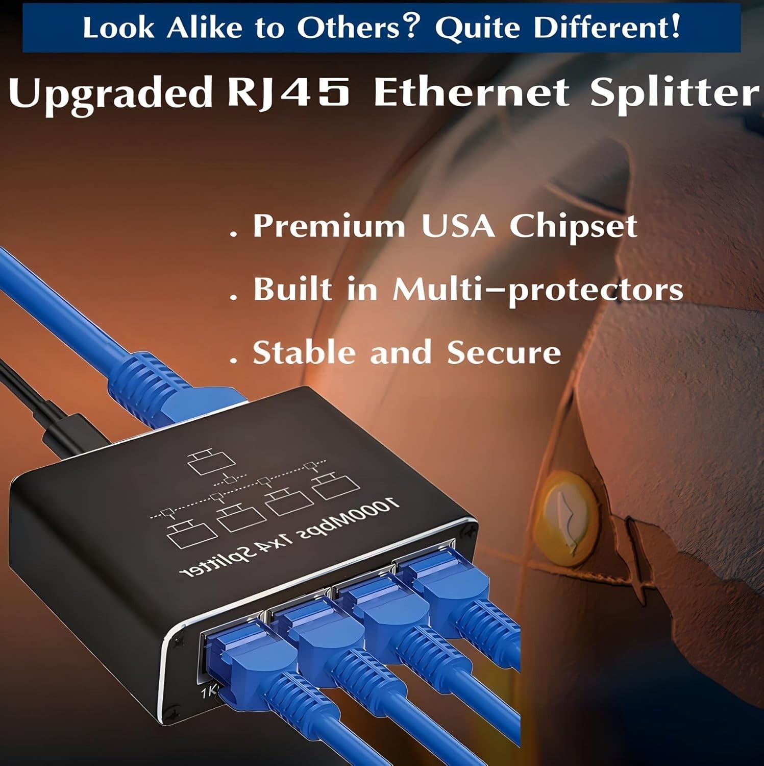 Gigabit Ethernet Splitter RJ45 LAN Network Adapter 1 to 4 Port 1000Mbps for PC