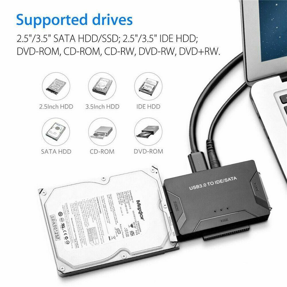 USB 3.0 to IDE & SATA Converter External Hard Drive Adapter Kit 2.5″/3.5″ Cable