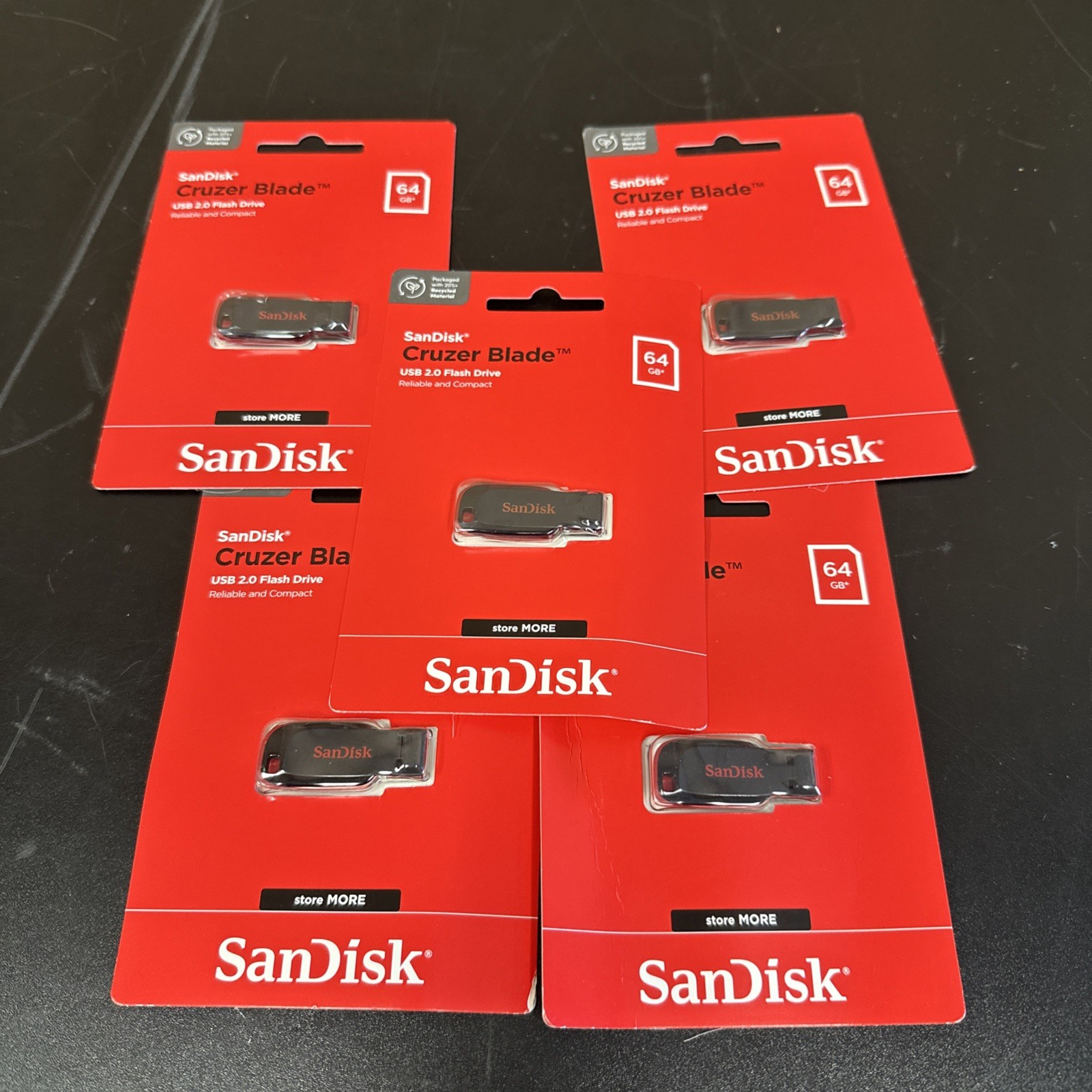 Lot of 5 SanDisk Cruzer Blade 64GB USB 2.0 Flash Drive New Sealed