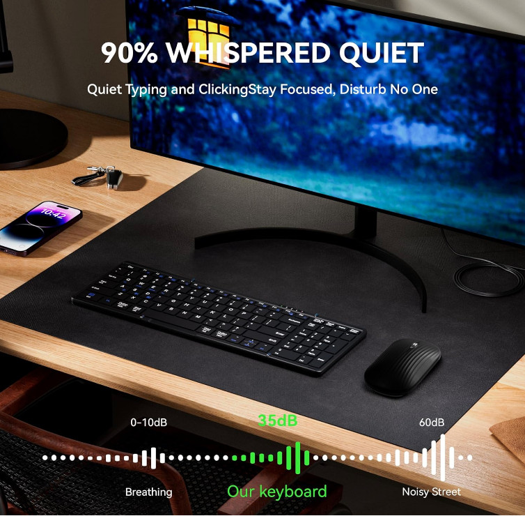 Foldable Keyboard and Mouse, USB-C Rechargeable Folding Wireless Bluetooth Keybo