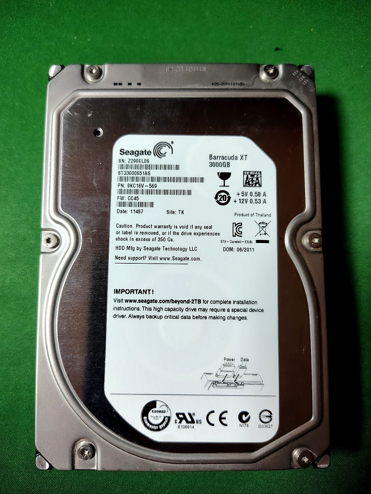 Seagate Barracuda XT ST33000651AS 3TB SATA Hard Drive 🤓