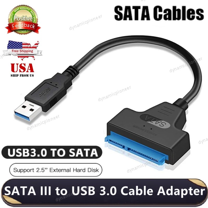 1-4PCS USB 3.0 to SATA III HDD SSD 2.5″ Hard Drive Adapter Cable Data Power UASP