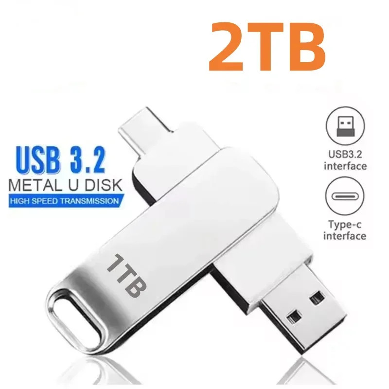 DIXSG 16TB USB 3.2 Flash Drive 2TB 2-in-1 Type-C Metal Pendrive U Disk