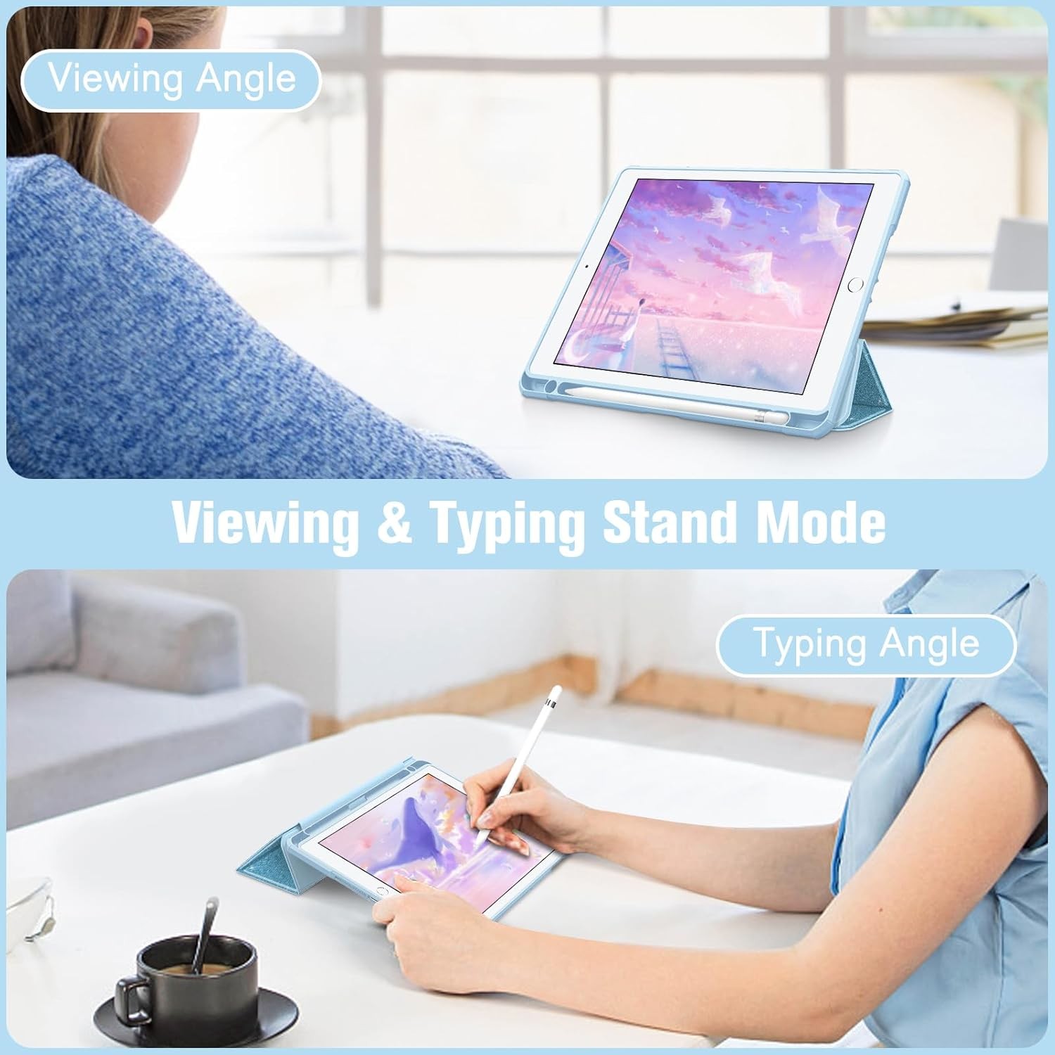 Hybrid Slim Case for iPad 6th /5th Gen (9.7 Inch) Shockproof Clear Back Shell